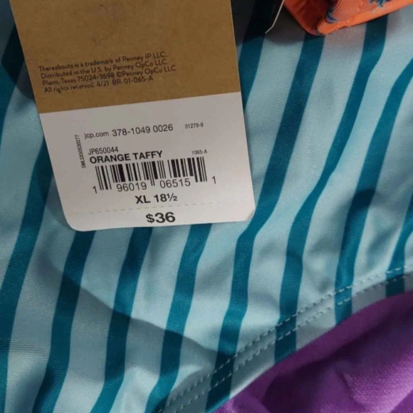 NWT Sz 18.5 PLUS  Thereabouts Kids Swim One Piece - Orange and Blue - Picture 3 of 3